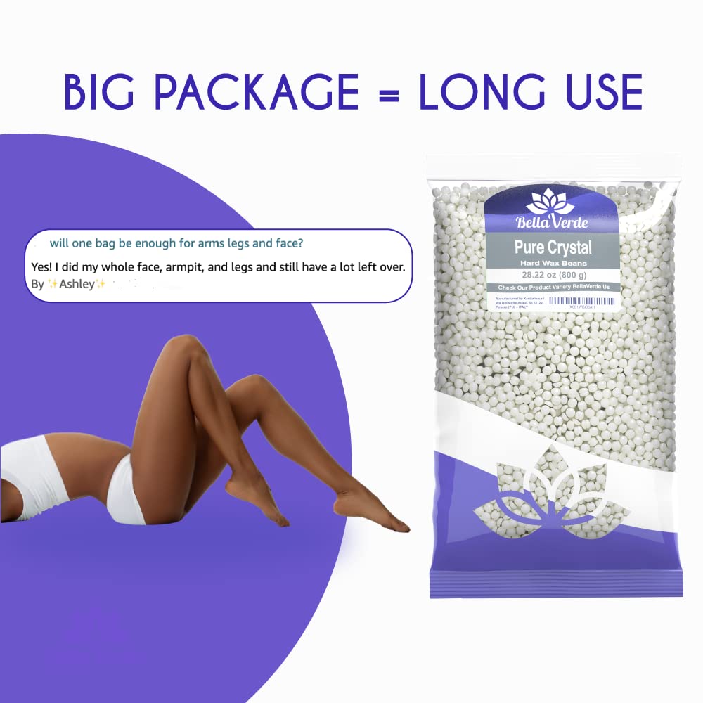 Bella Verde Wax Beans - Hard Wax Beads for Women and Men -Hot Wax for Brazilian Body Legs Eyebrows Face Lips Armpits