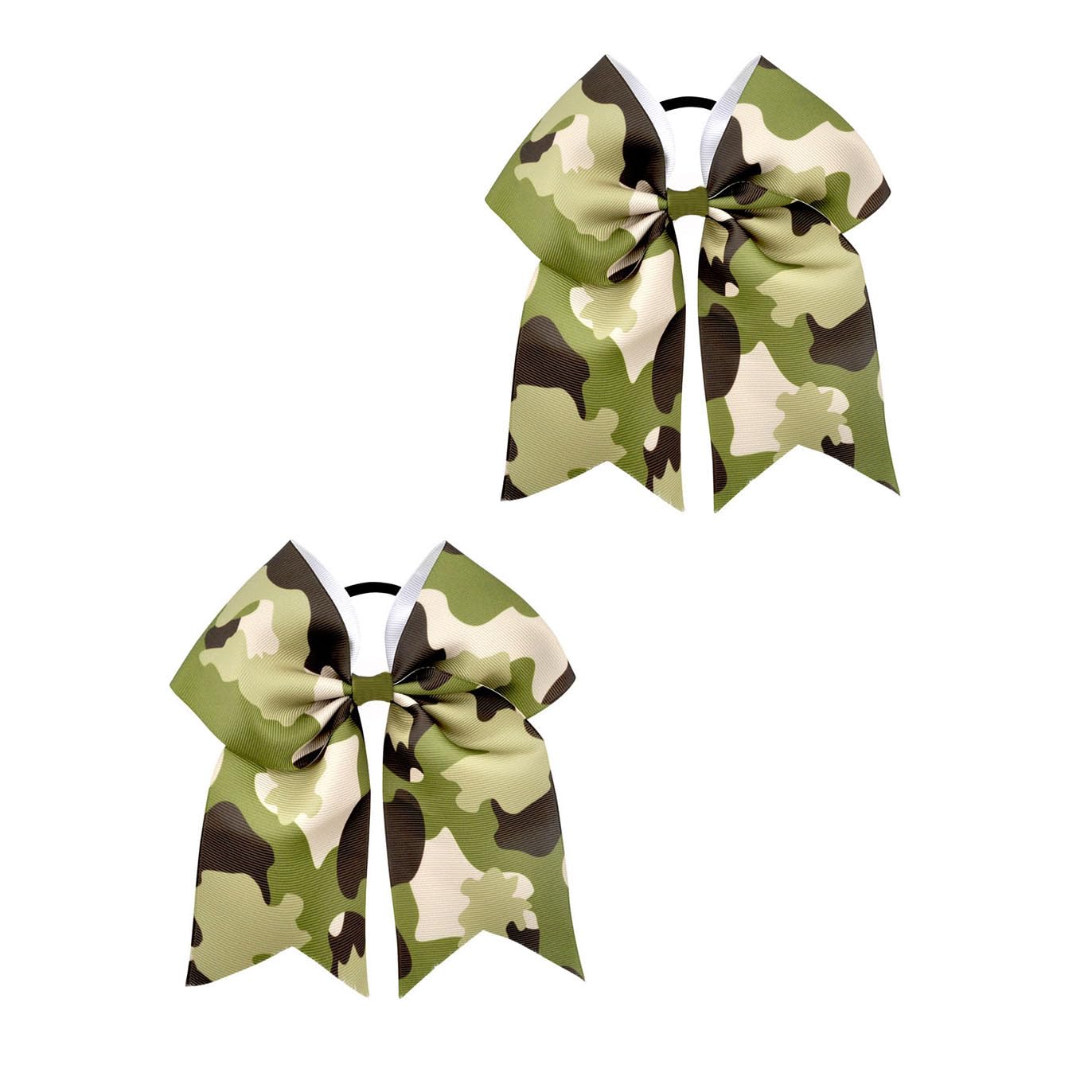Camouflage Cheer Bow Green Tye Dye Come Hair Bowknot Camouflage Ponytail Holder Bow PHB03 (2 Pcs Set-B)