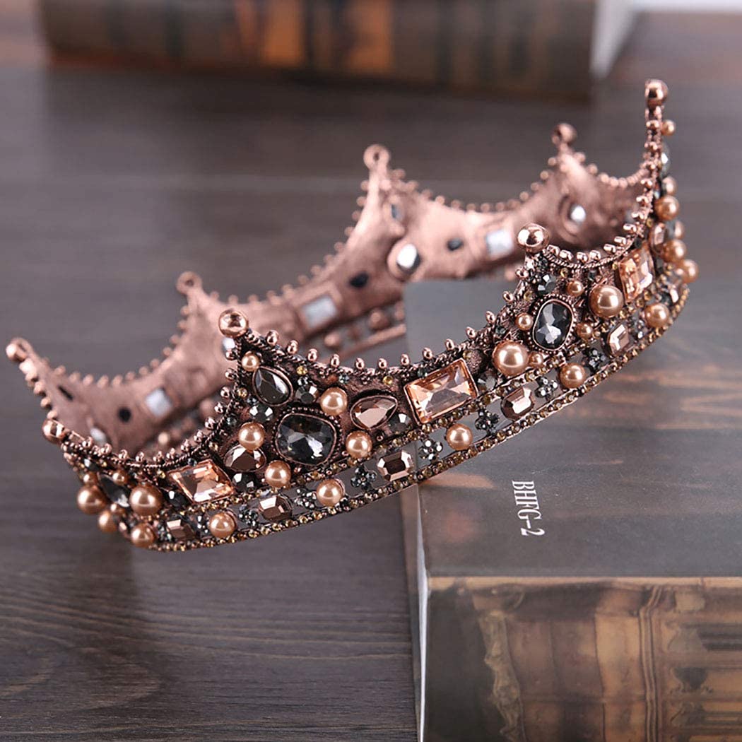 Bmirth Wedding Crown and Tiara Gold Crystal Bridal Princess Queen Crown Baroque Rhinestone Tiaras Hair Accessories for Women and Girls (style 4)