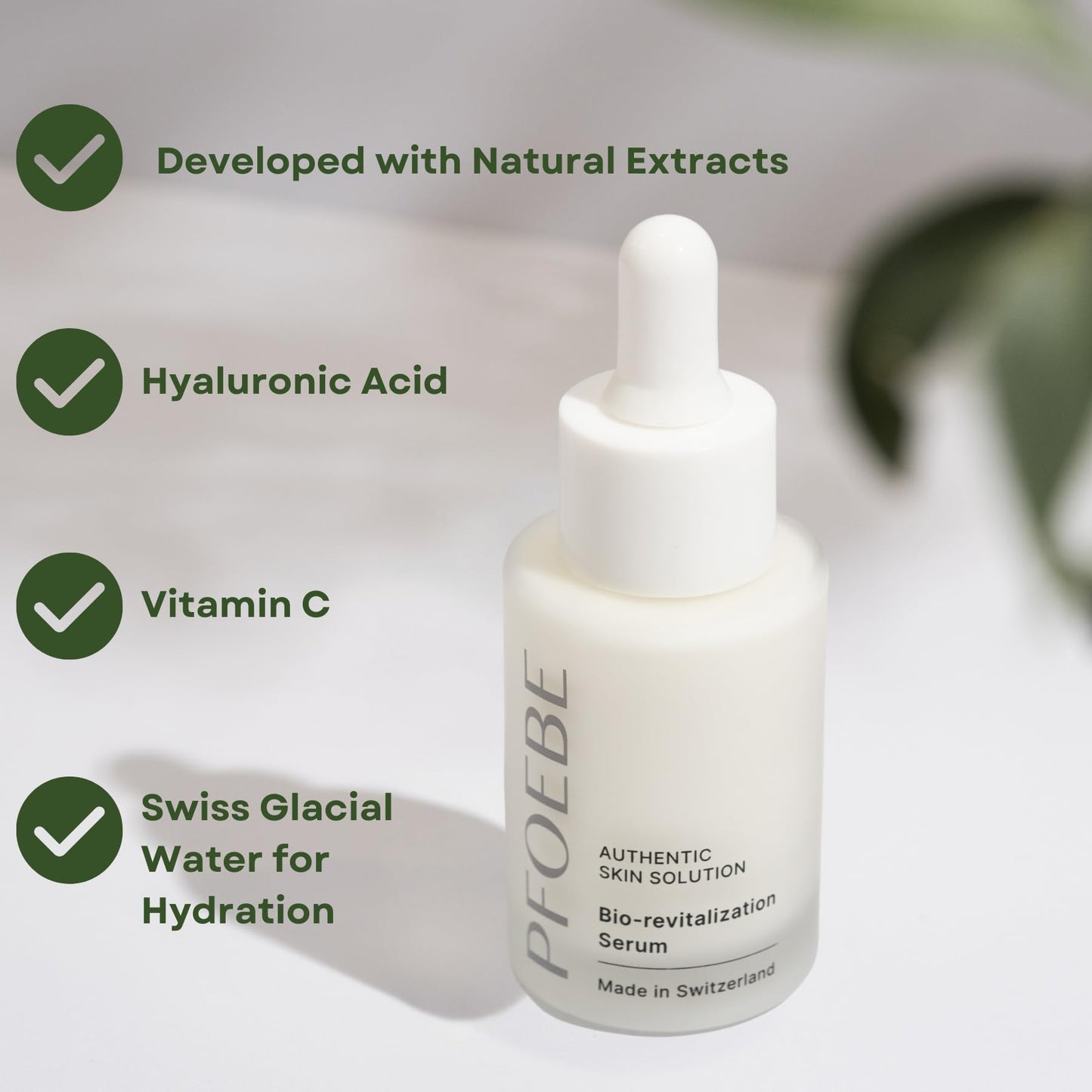 Pfoebe & Co. Bio-Revitalisation Serum - Facial Serum - Hyaluronic Acid, Vitamin C, Niacinamide, Ectoin, Swiss Glacial Water| Hydrate & Rejuvenate |Radiance & Youthful Complexion | All Skin Types, 30ml