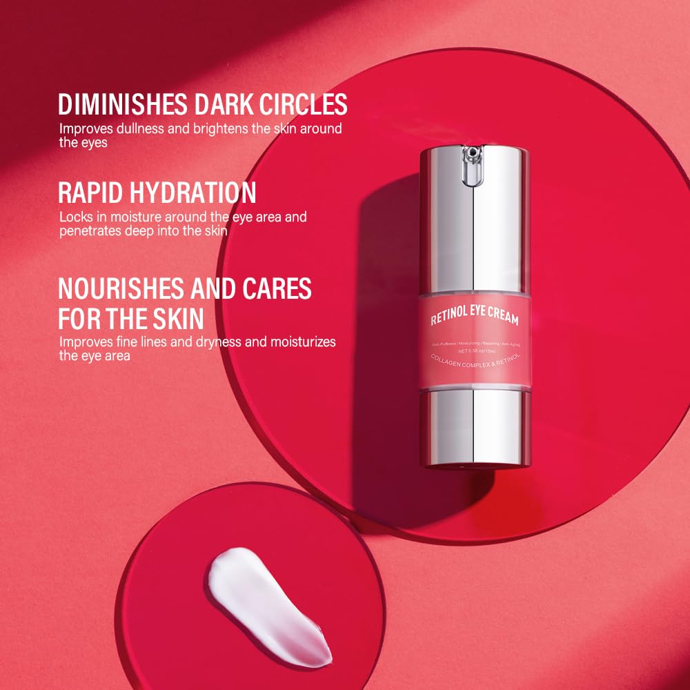 paminify Retinol Eye Cream for Dark Circles and Puffiness, Anti Aging Under Eye Cream Reduce Wrinkles Fine Lines, with Collagen and Hyaluronic Acid,Smooth and Hydrate,Suitable for Sensitive Skin