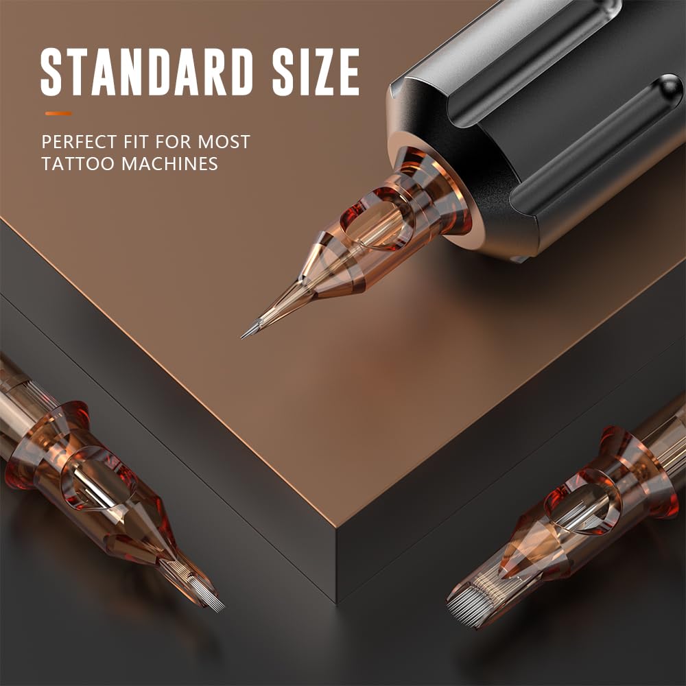 RHEIN Tattoo Cartridge Needles 20pcs 7RM #12 Standard 7 Round Magnum Needle Diameter 0.35mm, 3.5mm M-Taper for Tattoo Artists & Beginners Open Tips EN02-20-OF1207RM