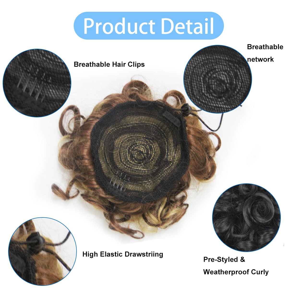 shufang Messy Bun Hair Piece for Women Hair Bun Hair Pieces for Women Elastic Drawstring Loose Curly Bun Hair Piece for Women Short Curly Ponytail Extensions (Pack of 2, 27/613)