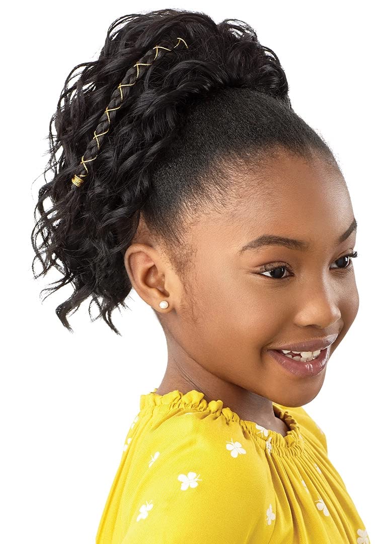 Outre Lil Looks Drawstring Ponytail GOLD ACCENTED NATURAL WAVE 12″ (2T1/30)