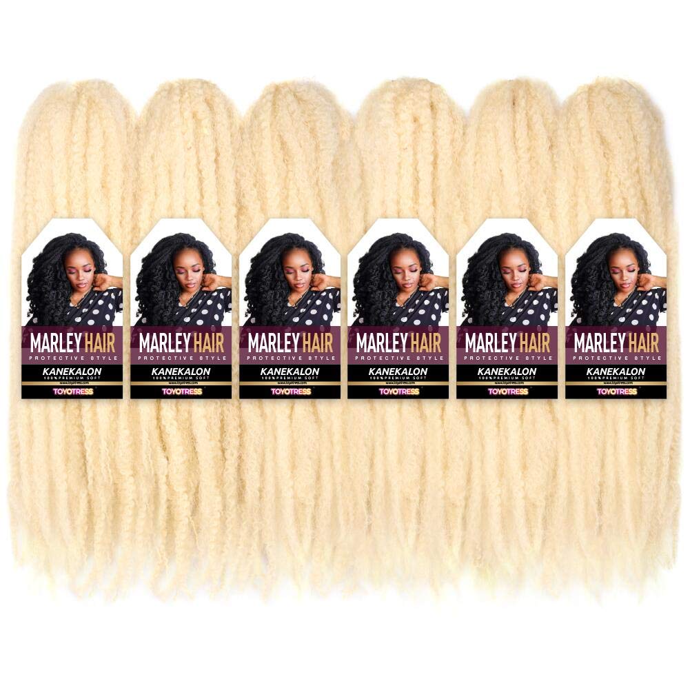 ToyoTress Marley Twist Braiding Hair - 18 Inch 6 Packs 613 Marley Hair For Faux Locs, Marley Twist Crochet Hair Afro Kinky Curly Marley Braids Synthetic Braiding Hair (18 Inch, #613-6P)