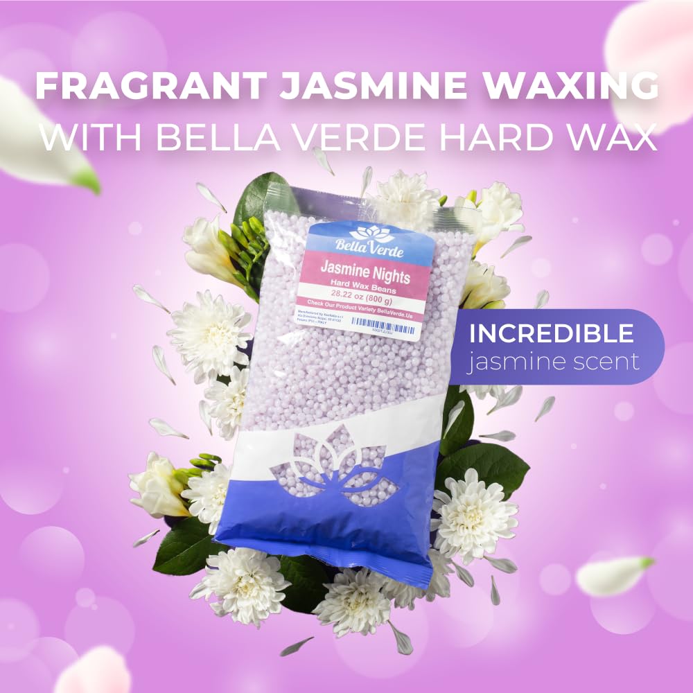 Bella Verde Waxing Kit - Home Wax Kit for Women and Men - Wax Warmer - 5+1 Packs of Wax Beads - Pre & Post Wax Spray 20 Wood Sticks - Hard Wax Beans for Brazilian Body Legs Eyebrows Face Lips