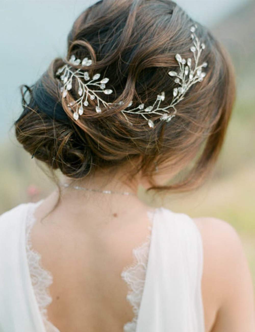 Anglacesmade Bridal Crystal Hair Vine Branch Rhinestone Headband Opal Wedding Headpiece for Bridesmaid Bride Prom Party Festival Hair Weaths for Women and Girls (Gold)