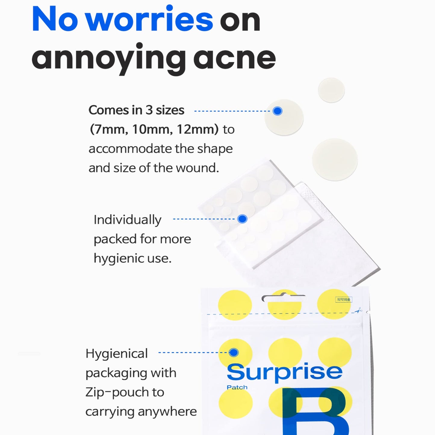 TIAM Surprise B Patch (24 Count, Pack of 1), Hydrocolloid Acne Patches for Acne Treatment, Pimple Patch for Face, Acne Pimple Patch