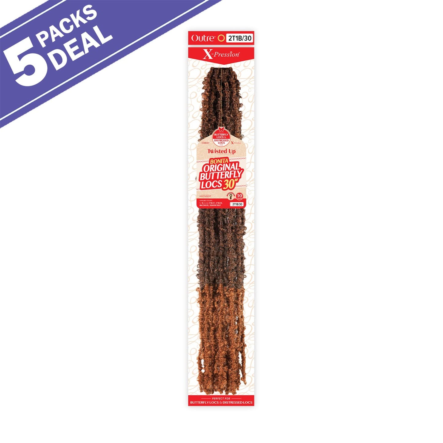 X Pression Outre Crochet Braids X-Pression Twisted Up Bonita Original Butterfly Locs 30inch (5-pack, DRAFRU)