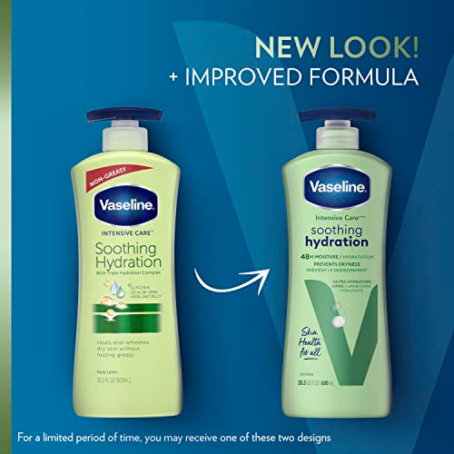Vaseline Intensive Care Body Lotion 4 Count Soothing Hydration for Dry Skin with Ultra-Hydrating Lipids + 1% Aloe Vera Extract to Refresh Dehydrated Skin 20.3 Oz