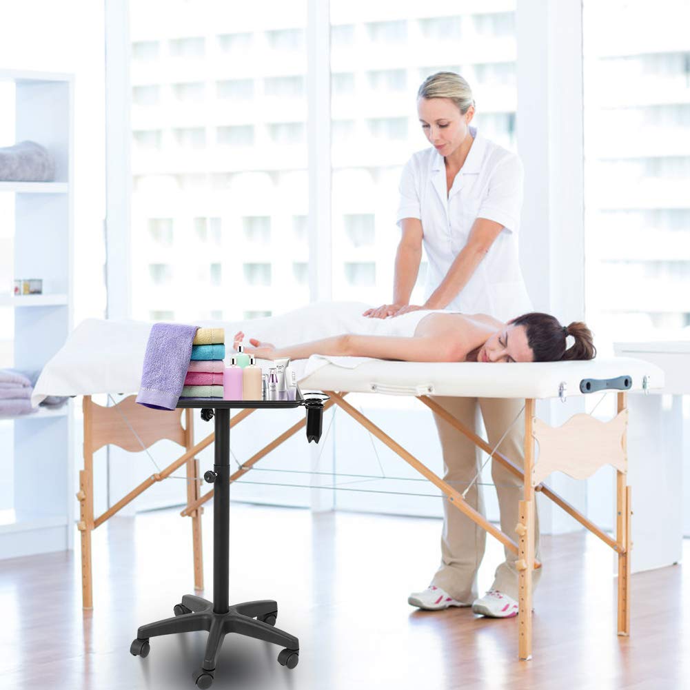 Aluminium Hair Salon Instrument Tray, Tattoo Workstation Rolling Tray Station, Adjustable Height Trolley Beauty Hair Stylist Storage Trolley for Salon Beauty Spa Tattoo with 2 Cups and 1 Metal Ring