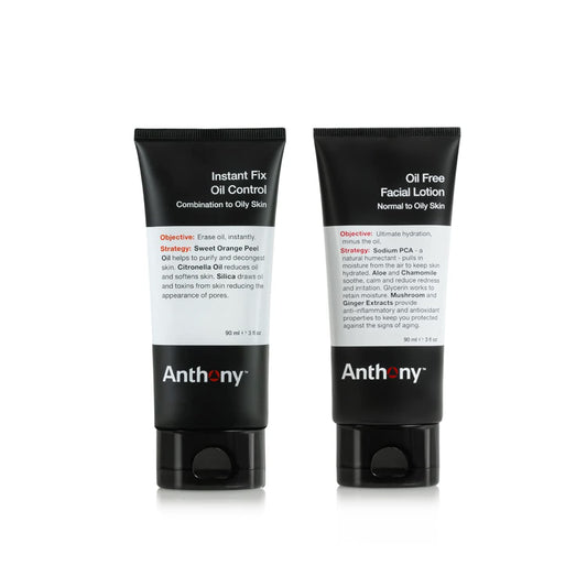 Anthony Oil Control Duo, Instant Fix Oil Control and Oil Free Facial Lotion for Men