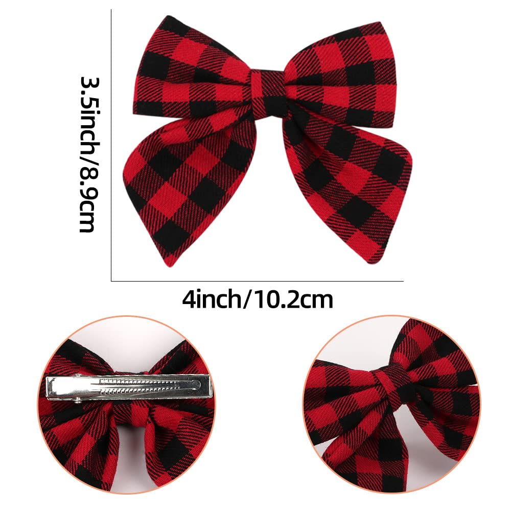 Plaid Hair Bow Clips Kids Girls Buffalo Plaid Hair Pin Checkered Plaid Hair Bow Pin BBG70 (3 PCs-Set)