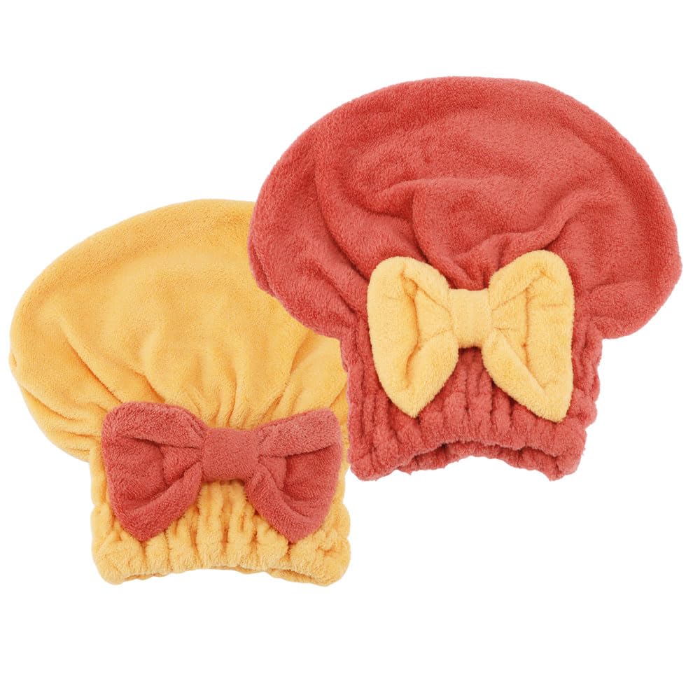 Tihebax 2Pcs Microfiber Hair Towel Wrap for Women Hair Drying Cap Hair Plopping Cap Hair Drying Towel Wrap Head Towels Wrap for Women Curly Hair (Red and Yellow)