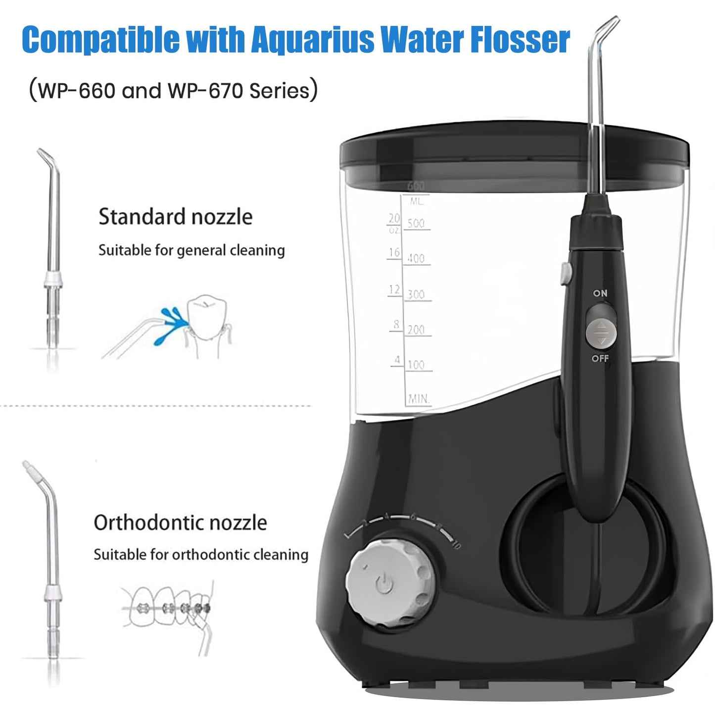 Replacement Hose and Handle Parts for Waterpik Aquarius Water Flosser (WP-660 & WP-670 Series) Oral Hygiene Accessories Water Hose Plastic Handle Compatible