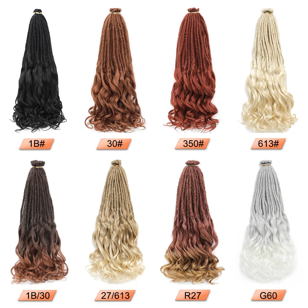Ajsowju Loose Wave Dreadlocks Synthetic French Curly SE Dreadlock Extensions 24inches 10 Strands Thin Soft Spanish Curly SE Dreadlock Extensions for Women (10 Strands, 613#)