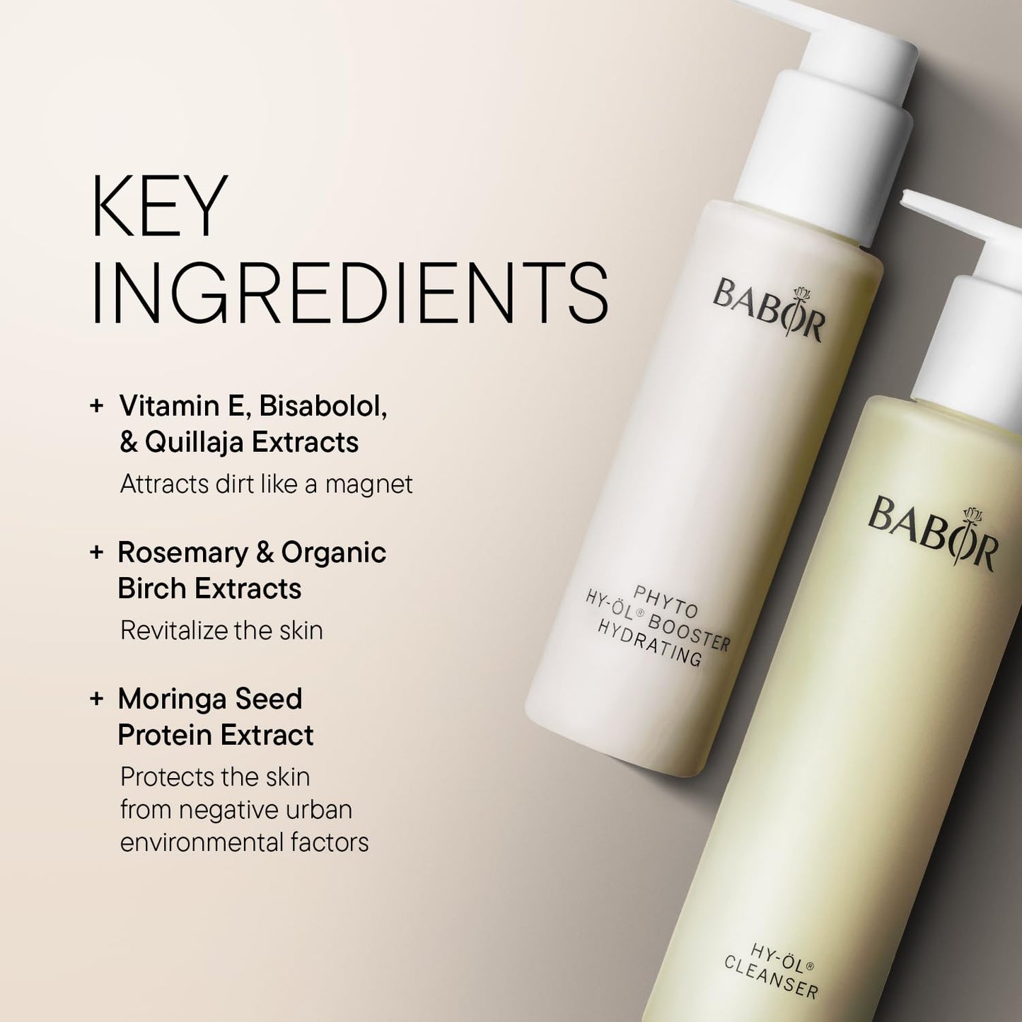 BABOR HY-OL Cleanser & Phyto HY-OL Booster Hydrating Set, Double Cleansing, Oil Cleanser and Makeup Remover Oil for Dull, Dry Skin