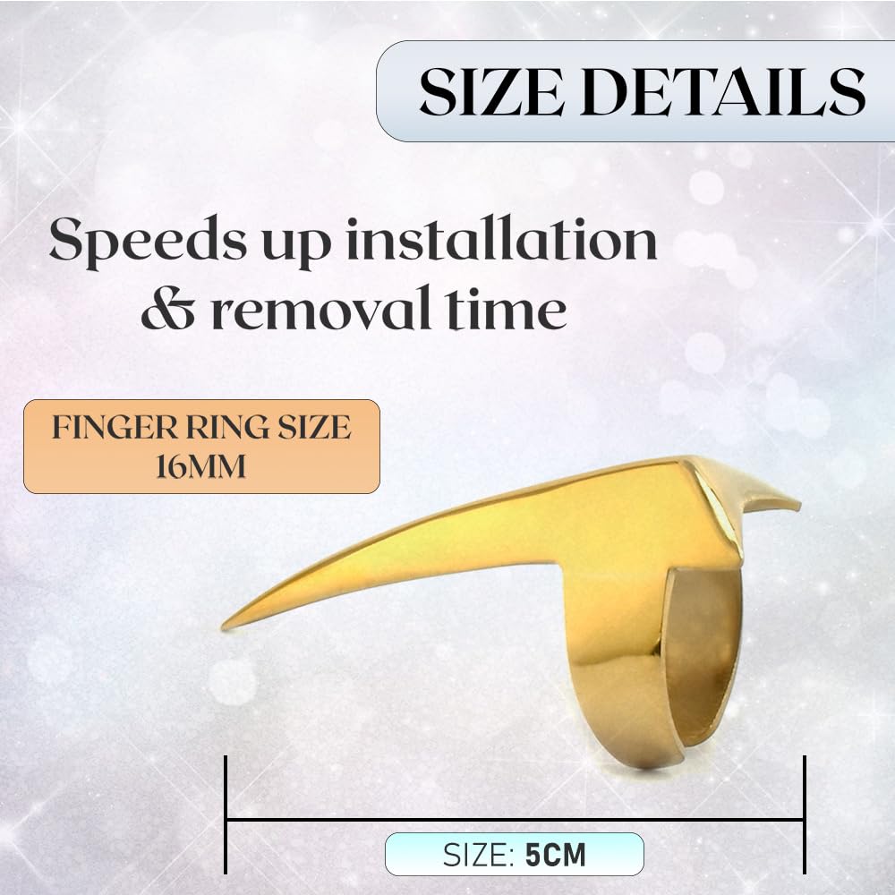 Quick Hair Parting Tool & Braid Sectioning Ring- Stainless Steel Stitch Braid Tool Finger for Durable Dreadlocks Wig & Installation of Human Hair Extensions Braiding Tools (Gold)