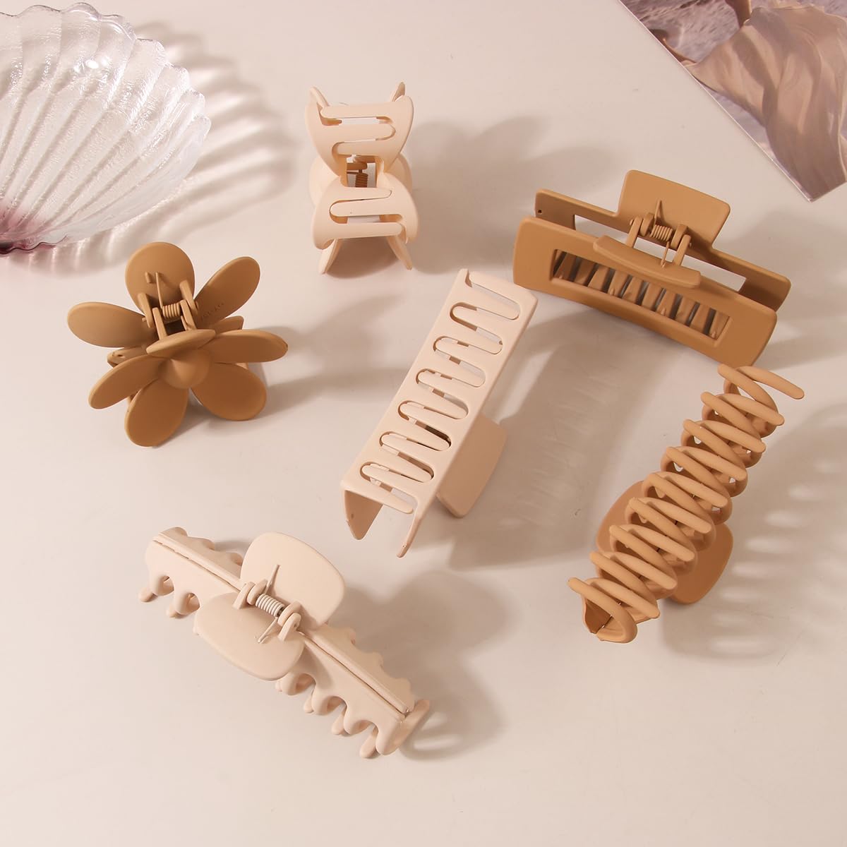 6 Pack Large Hair Clips, Strong Hold for Thick & Thin Hair, Multi-Color Claw Clips for Women & Girls