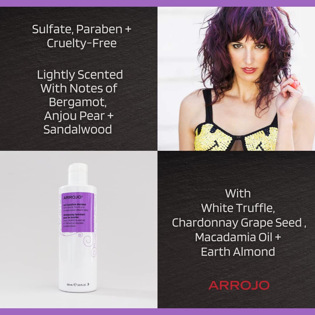 ARROJO Curl Hydration Curly Hair Shampoo – Paraben & Sulfate Free Shampoo – Anti Frizz Moisturizing Shampoo w/ White Truffle, Chardonnay Grape Seed – Wave-Defining Curl Shampoo (33.8 ounce)