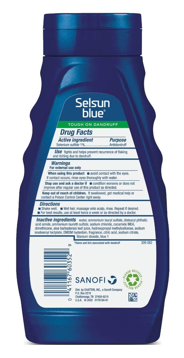 Selsun Blue, Moisturizing Dandruff Shampoo with Aloe, Dry Scalp & Hair, 11 Ounce