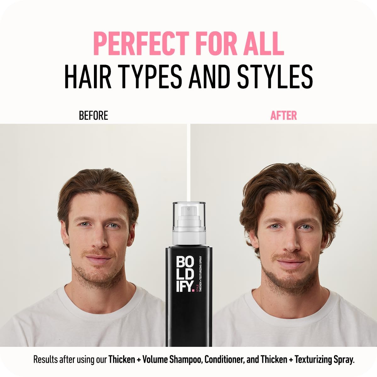 Boldify Thickening Spray + Hair Fiber (Dark Brown) + Shampoo Thicken Up Bundle: Volume, Root Lift, Texture for Thinning Hair