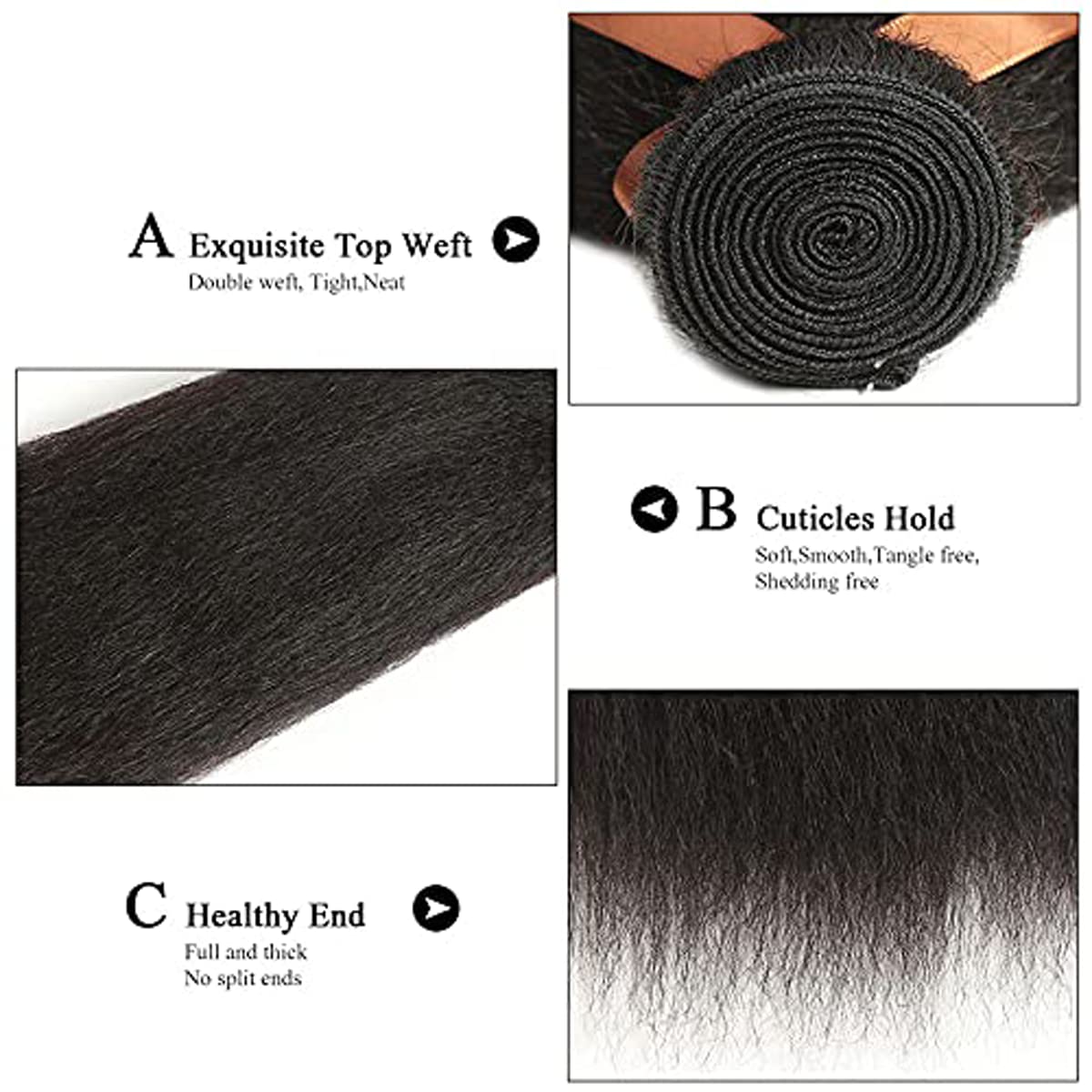 Yaki Straight Hair Human Hair 3 Bundles For Women Hair Weave Double Weft No Tangle Hair 3 Bundles Hair Weave Bundle Yaki Straight Hair Bundles 20 22 24 Inch