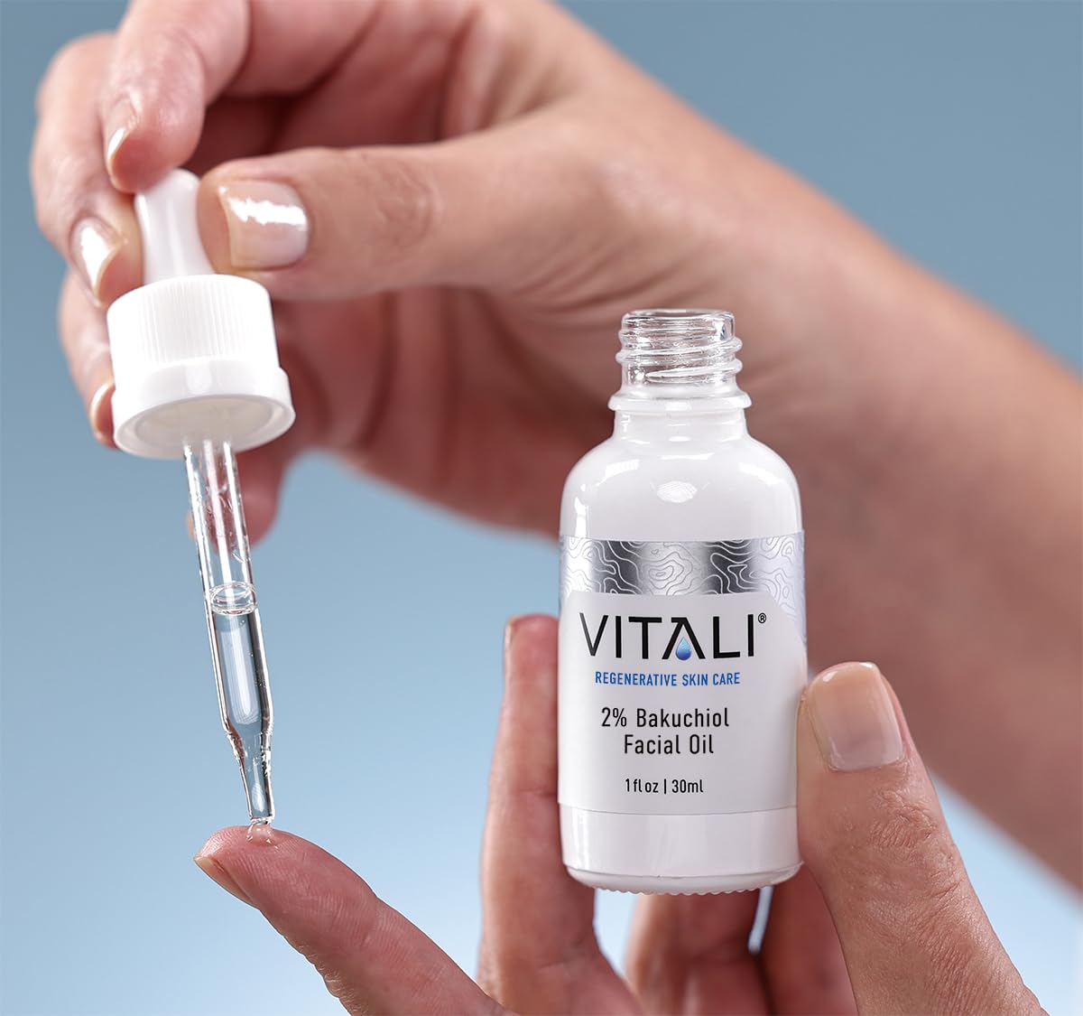 Vitali Premium 2% Bakuchiol Facial Oil: Premium Natural Retinol Alternative for Age and Wrinkle Reduction, and Soothing Irritated Skin, Boosts Copper Peptide Absorption- 1 fl. oz.