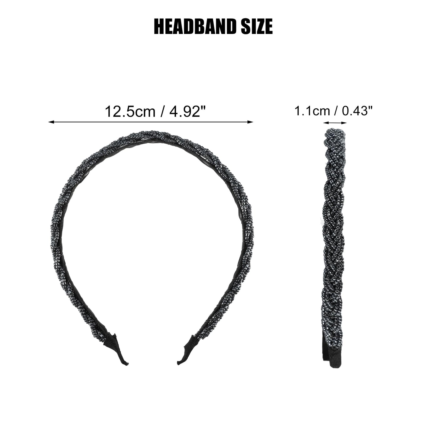 VOCOSTE 1 Pc Beaded Hair Hoop, Hairband for Women, Blue Black, 0.43 Inch Wide