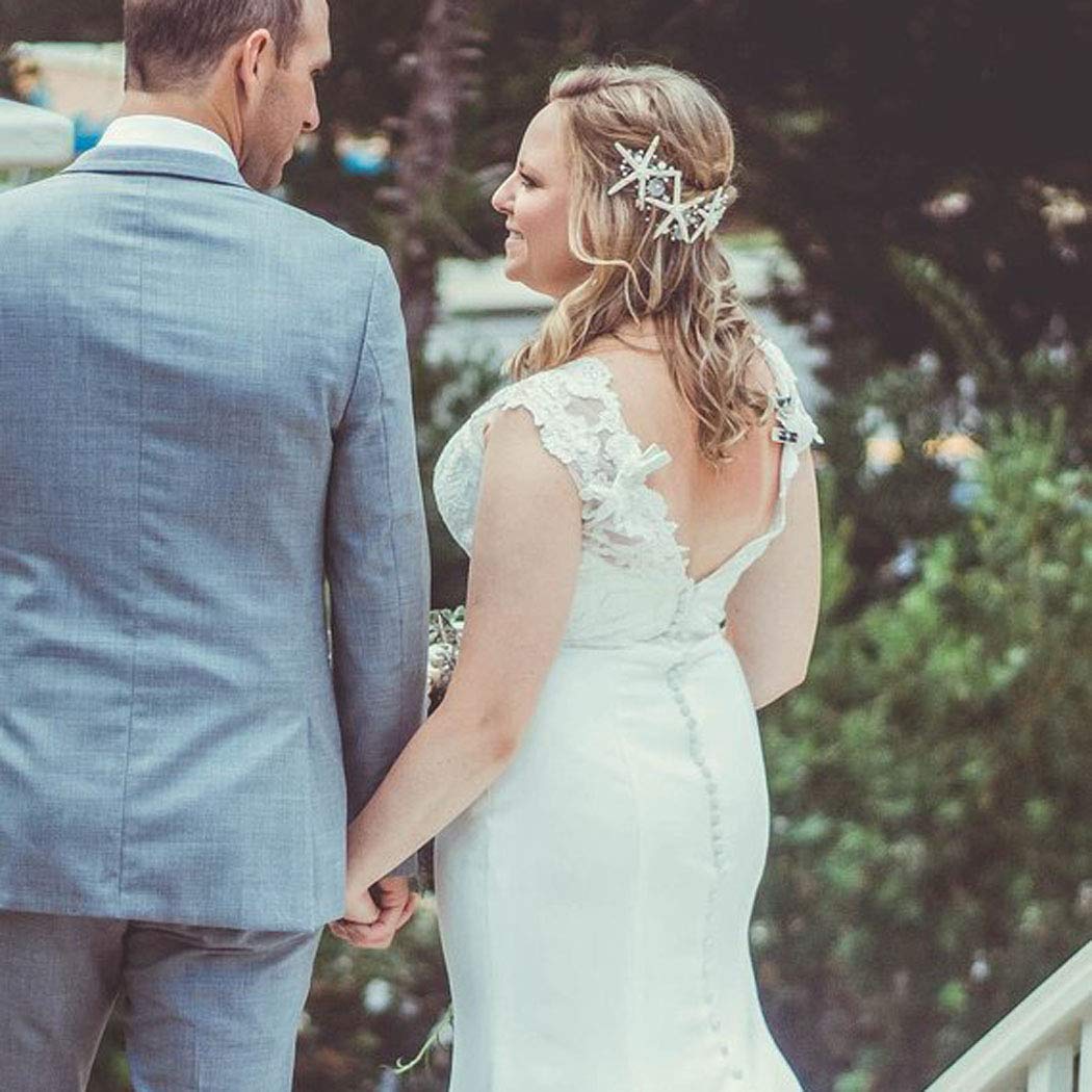 Unicra Starfish Bride Wedding Hair Vine Pearl Bridal Headband Headpiece Beach Wedding Hair Accessories for Women and Girls (Gold)