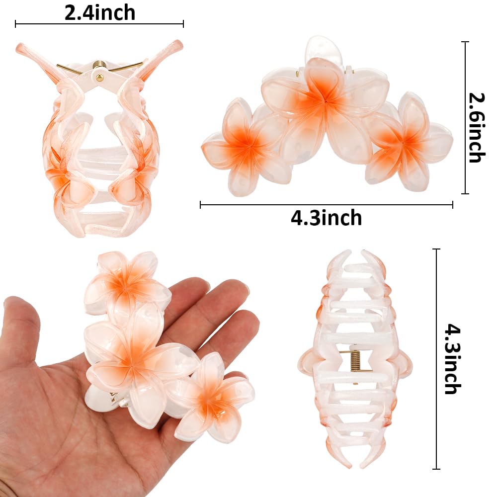 Ahoney 6PCS Flower Claw Clips Cute Hair Clips for Women Strong Hold Arcylic Nonslip Hawaiian Flower Hair Clips Beach Hair Accessories for Women Girls Holiday Gifts (Hawaiian)
