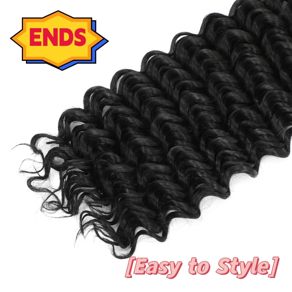 Braiding Hair Boho Hair for Braiding Deep Wave Braiding Hair for Woman Boho Braids Wet and Wave, Bulk Braiding Hair For Micro Braids Curly Deep Bulk 20 Inch Nature Black