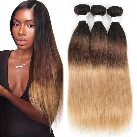 Ombre Hair Straight Hair 3 Bundles(141618) Human Hair Weaves Extensions 100% Virgin human hair straight bundles