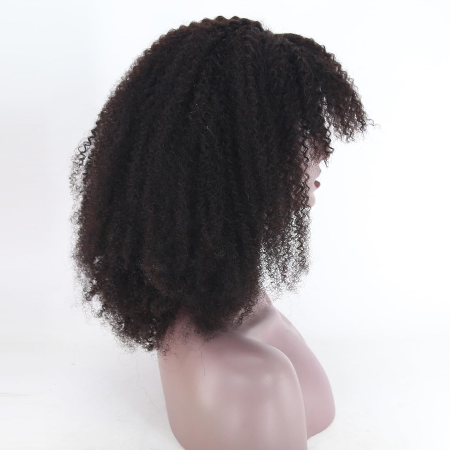 zigzag hair Afro Kinky Curly Wig with Bangs Human Hair, Natural Hair Wig for Black Women 210% Density Full Machine Made Wig 4B 4C Short Curly Bang Wig (16 Inch)