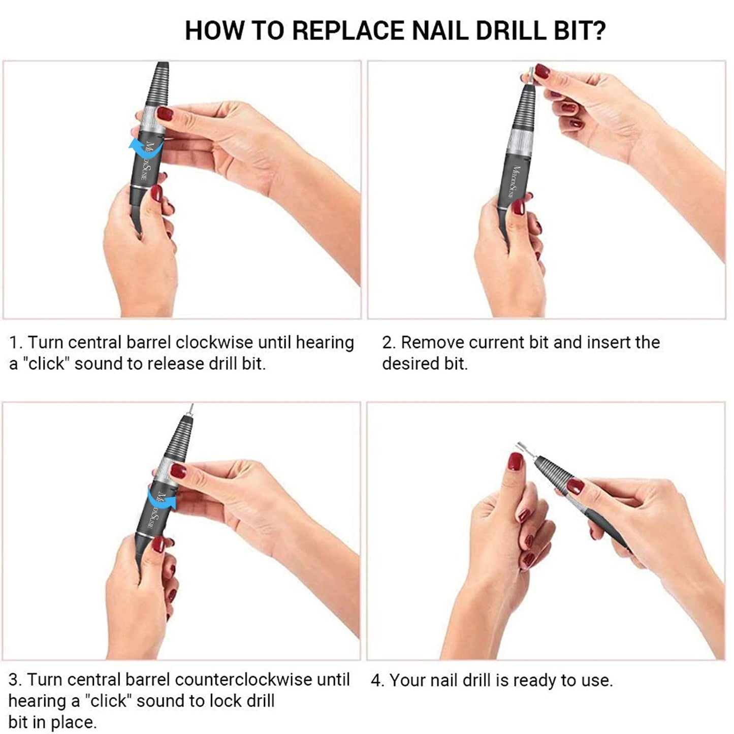 MelodySusie Professional Rechargeable 30000 RPM Nail Drill, Portable E-File with Long Life Battery, Electric Tool for Acrylic Nail Natural Polygel, High Speed, Low Heat with 300Pcs Sanding Bands