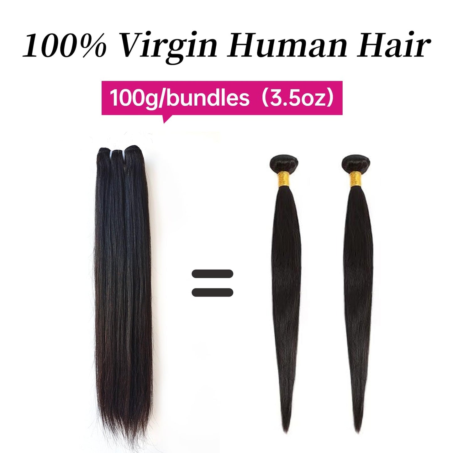 BALORIECA 16A Cambodian Raw Straight Human Hair Bundles - 100% Real Virgin Unprocessed, Cuticle Aligned Weave, Tangle-Free with Thick Ends, 100g per Bundle Natural Color(24 Inch Single Bundle)