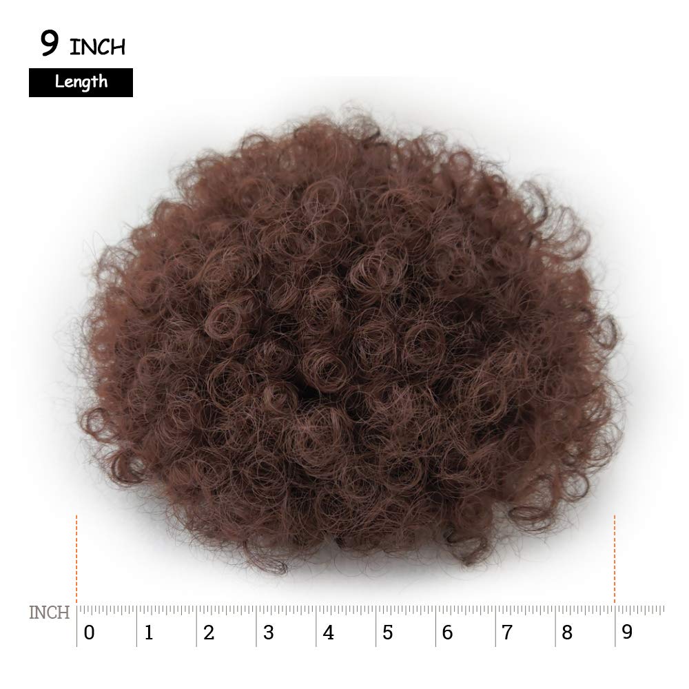 Yinmei Baibian Afro Puff Drawstring Ponytail Kinky Curly Pony tails Hair Synthetic Bun Extensions Hairpieces Updo Hair With Two Clips for Women Girls(4#)
