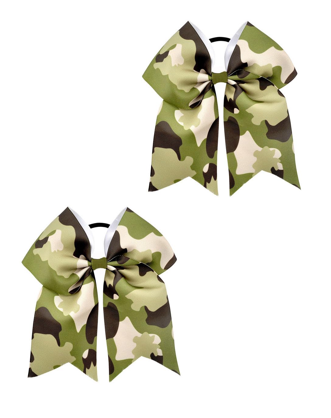 Camouflage Cheer Bow Green Tye Dye Come Hair Bowknot Camouflage Ponytail Holder Bow PHB03 (2 Pcs Set-B)