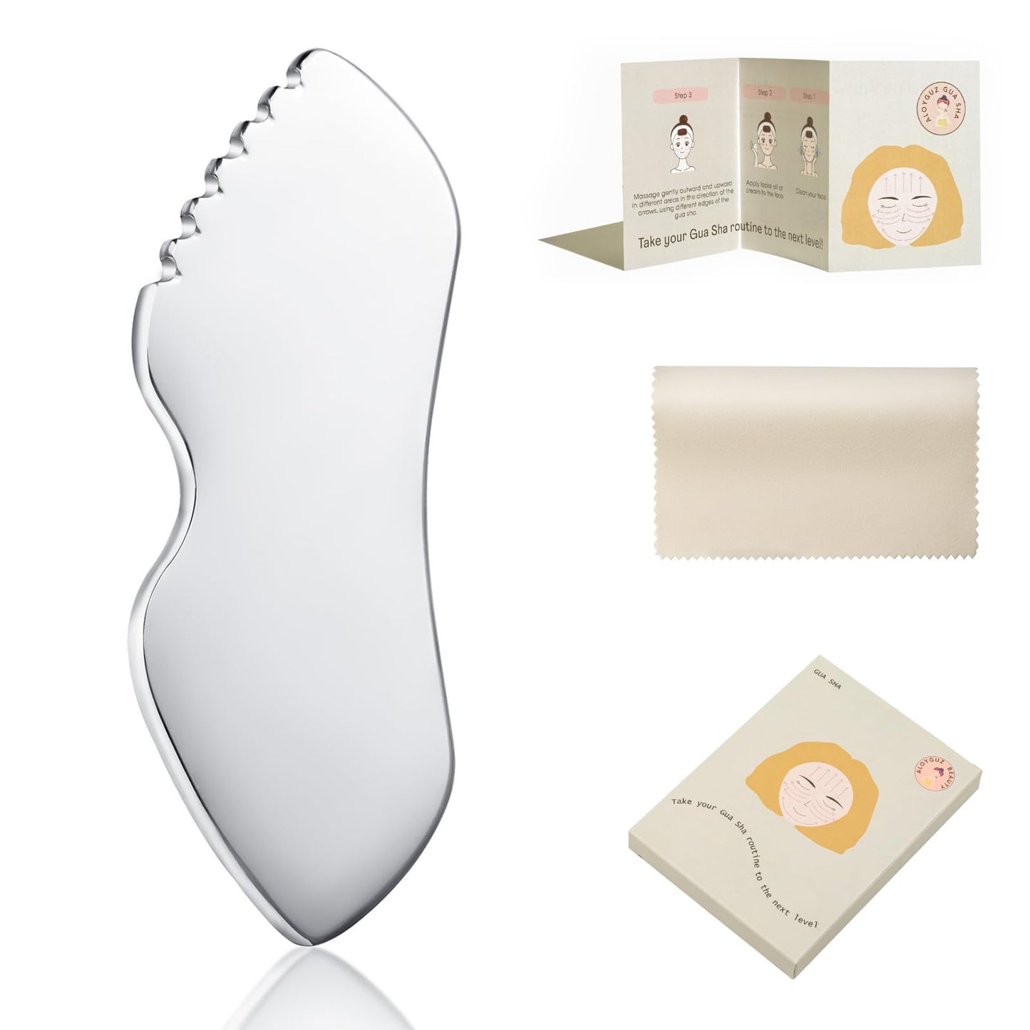 Stainless Steel Gua Sha Facial Tools Metal Detail Gua Sha Stone Body Lymphatic Drainage Massager Face Guasha Face Sculpting Tool Skin Care