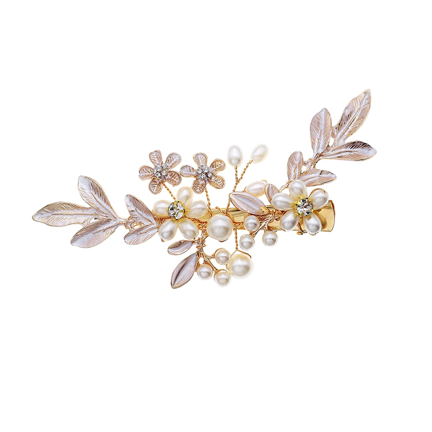 Brides Wedding Crystal Flower Hair Combs, Vintage Hair Clips French Rhinestone Barrettes, Pearl Flower Hair Pins Hair Accessories for Women Girls Bridesmaids