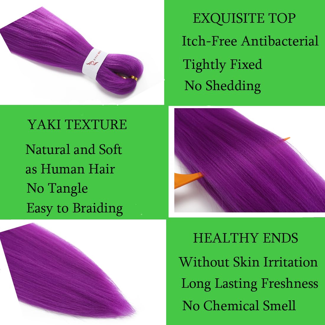 Pre Stretched Braiding Hair 26 Inch 3 Packs Purple Braiding Hair Synthetic Braids Hair Hot Water Setting Crochet Hair for Box Braids Yaki Texture Hair Extensions(26inch,Purple)