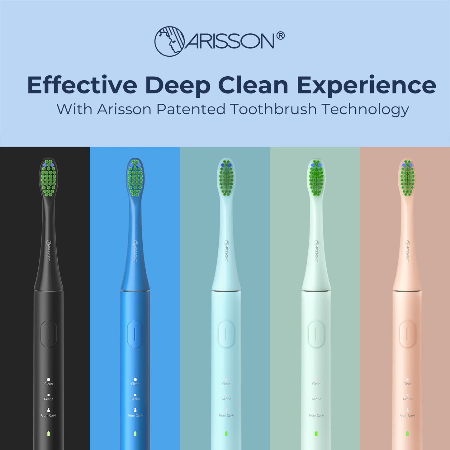ARISSON Sonic Electric Toothbrush for Adults and Kids, 40,000 VPM Power Toothbrush, 1.5H Fast Charge Ultrasonic Electric Toothbrushes with 2 Minutes Smart Timer, 1.6 Oz Travel Toothbrush, Azure Blue