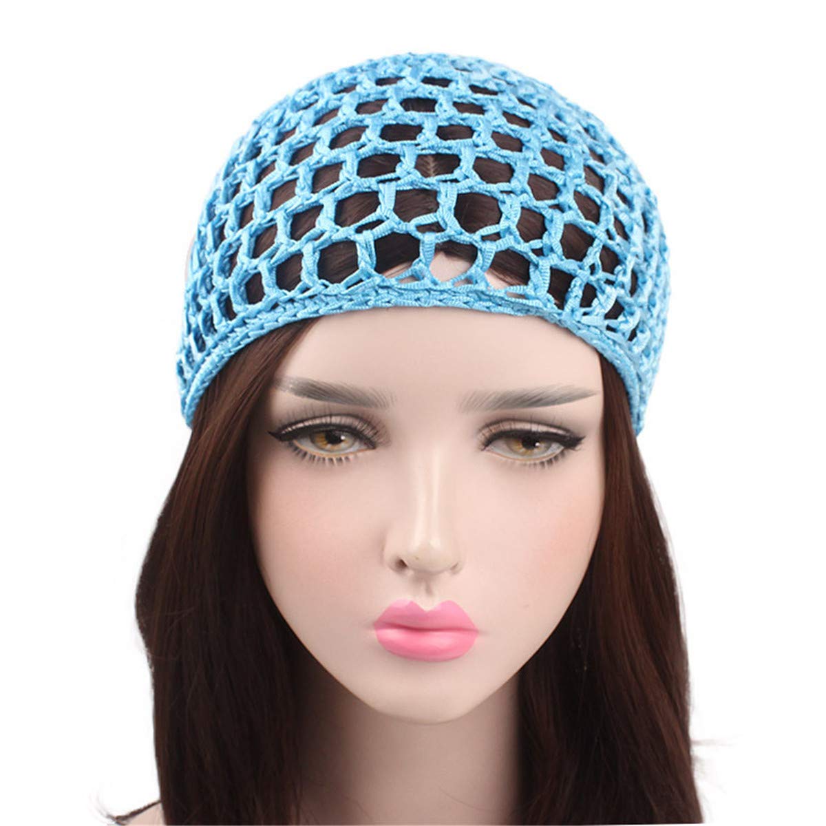 Qianmome Women Soft Rayon Snood Hat Hair Net Crocheted Hair Net Cap Mix Colors