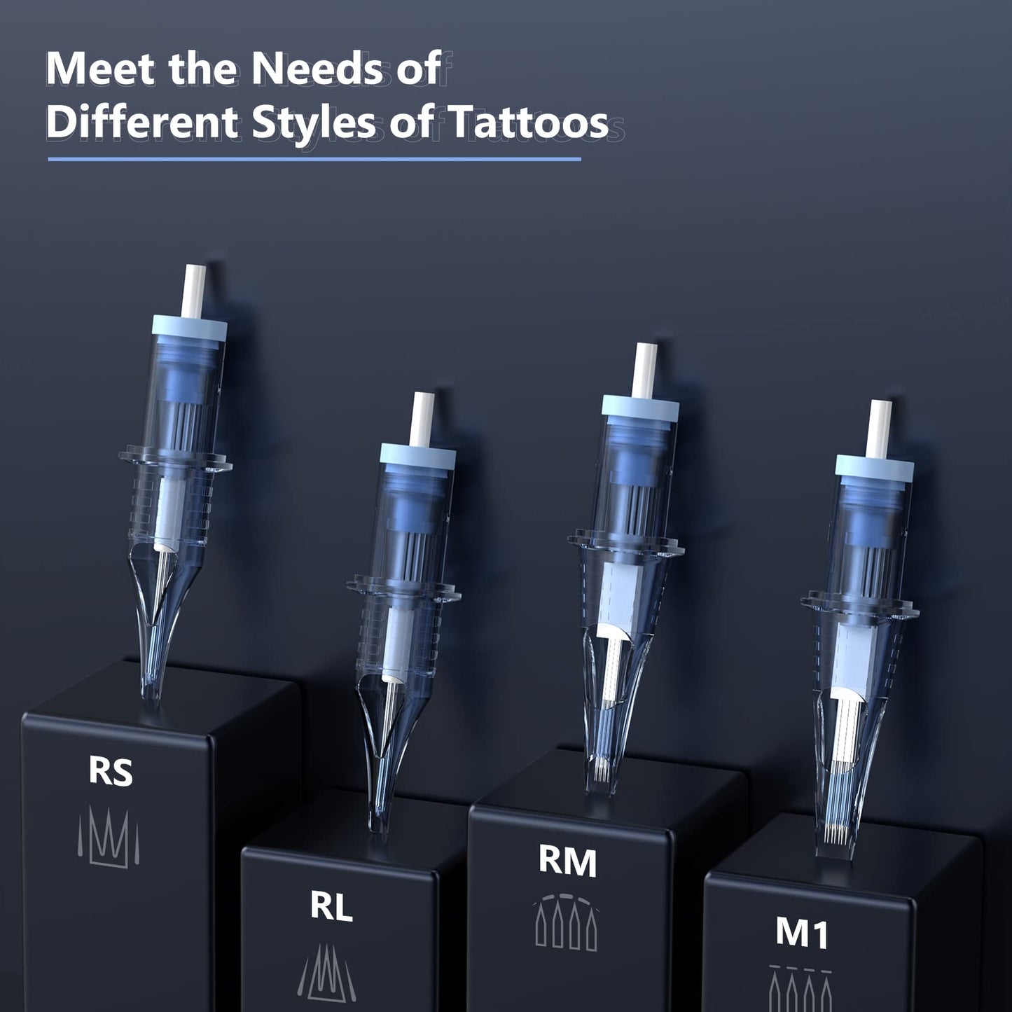 Padieoe Tattoo Cartridge Needles, 50pcs Mixed Tattoo Needle Cartridge Standard Cartridge Needles Round Liner Shader Magnum Tattoo Needle Tattoo Supplies 3RL 7RL 7RS 9RM 9M1 (50pcs 12#)