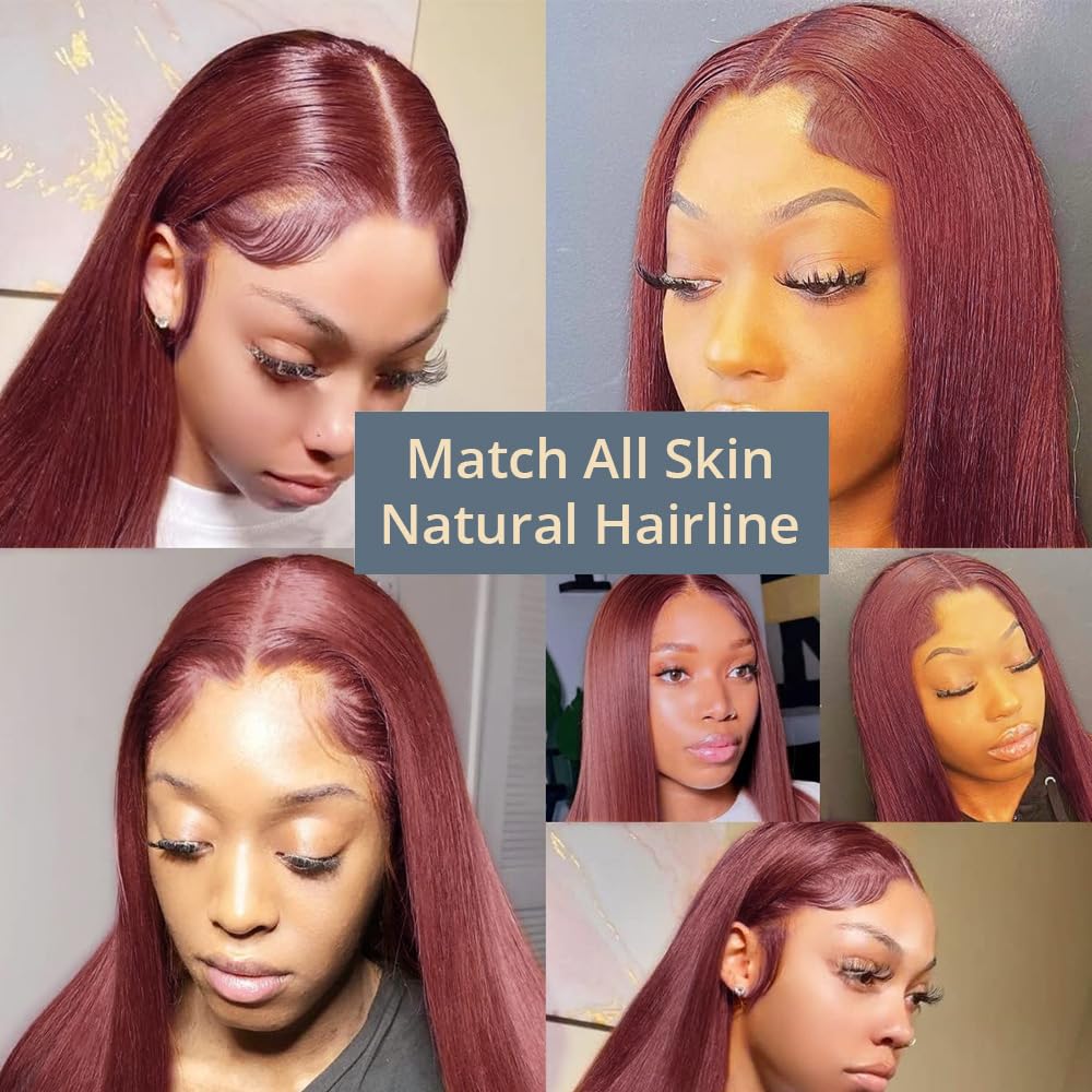 BAIICS 250 Density Ginger wig human hair Straight Lace Front Wigs Human Hair Pre Plucked 13x4 HD Transparent Lace Front Wigs Human Hair for Women Reddish Brown Lace Front Wigs HumanHair 22Inch