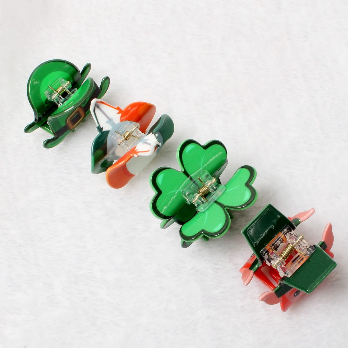 4PK Cute Claw Clips for Girls Green Hair Claw Small Hair Clip Shamrock Hair Claws Cute St Patrick’s Hair Accessories for Women (color C)