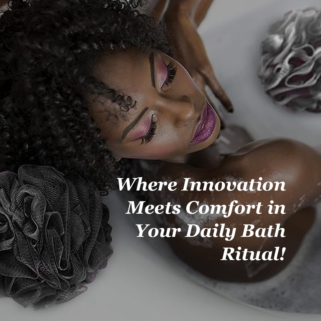 Black Loofah Bath Shower Sponges I (4-Pack) Body Scrubbers for Use In Shower I Bath Sponges for Shower Scrubber for Body I Loofah Exfoliating Body Scrubber Shower Accessories I Body Wash Loofah Sponge