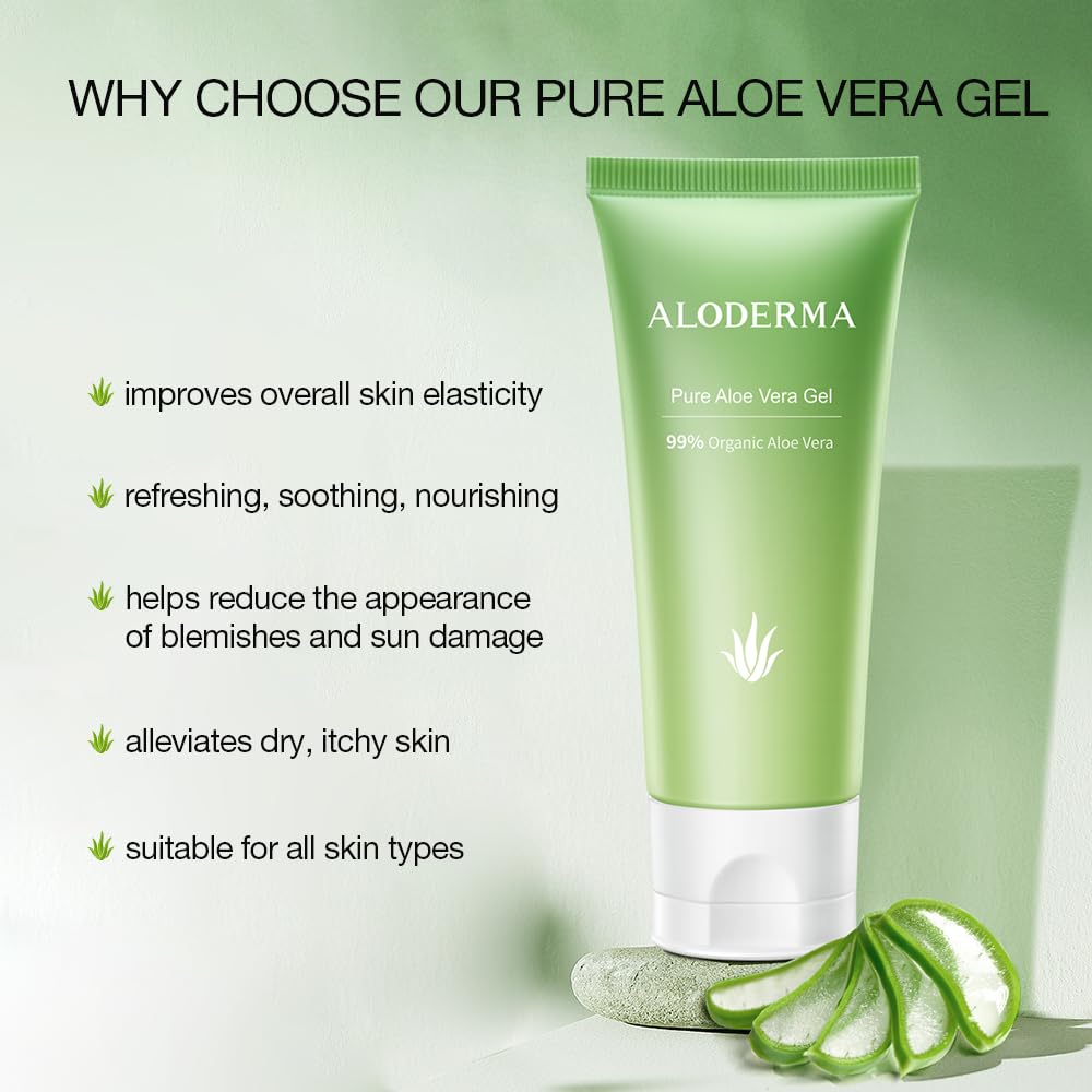 Aloderma Essential Aloe Brightening Skin Care Set - 4 Pieces - Gel, Cleanser, Toner, Cream