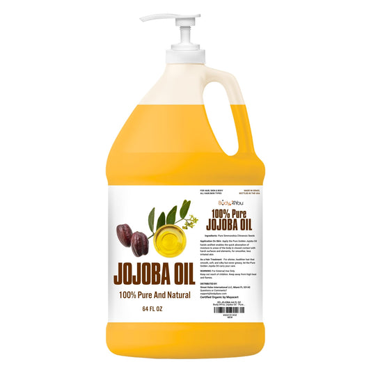 BodyJ4You USDA Organic Jojoba Oil Bulk - 100% Pure Natural Cold Pressed Non-GMO Wax - Base Carrier Oil - 64 Fl Oz