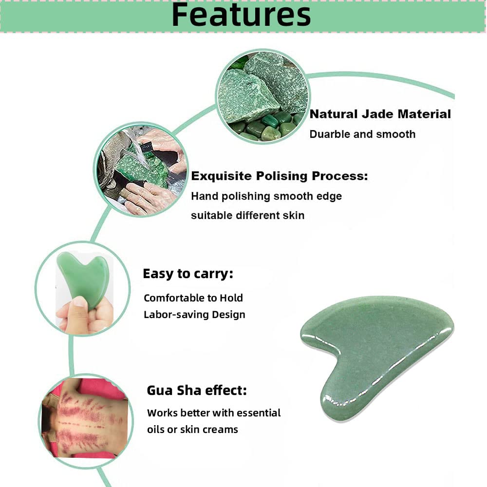 TOP SEWING Gua Sha Facials Tools for Jaw Massage Tools Board Natural Jade Stone for SPA Acupuncture Therapy Trigger Point Treatment